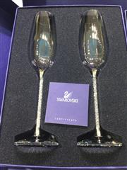 SET OF 2 Swarovski Champagne Toasting Flutes